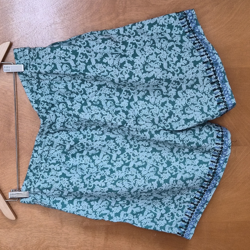 J. Jill Love LinenTeal Floral High Waist Shorts M - Picture 2 of 8
